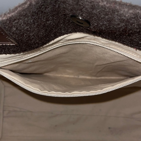 Tory Burch Large Ella Tote Wool Felt and Patent Leather in Brown and Bronze - Picture 9 of 11